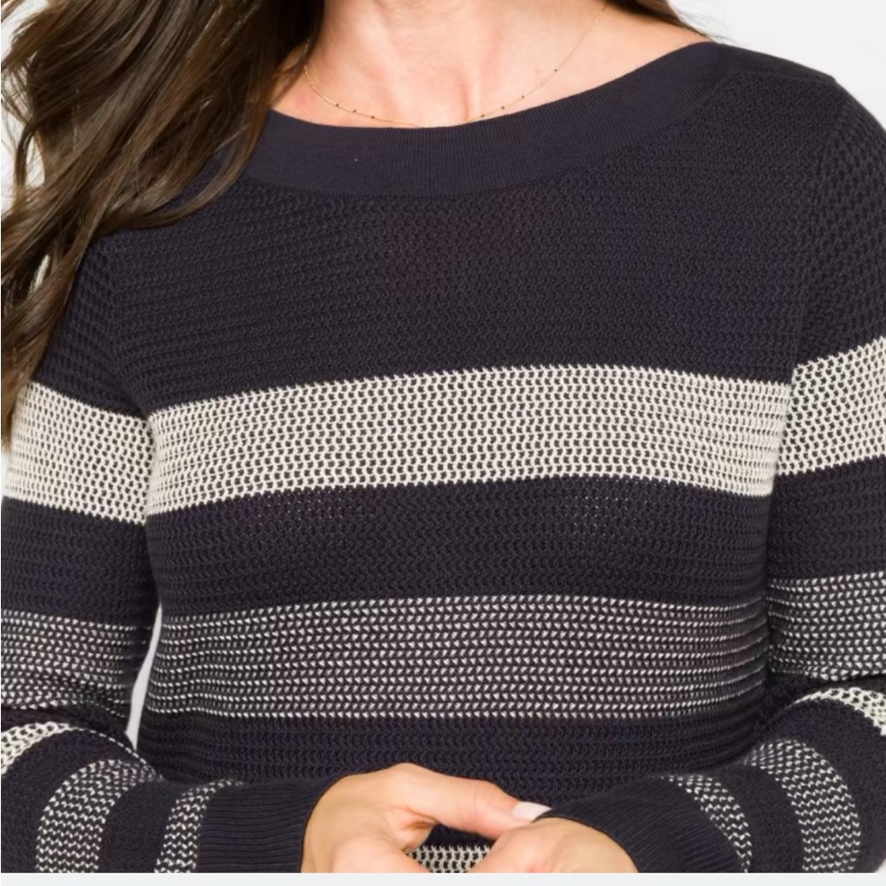 Striped Navy and Cream Women's Sweater